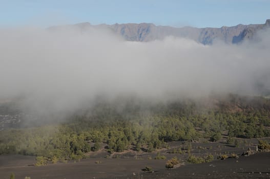 Over the White Clouds on a Valley on a Volcanic Island