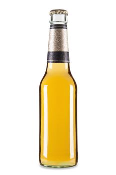 A bottle of beer isolated over a white background.