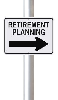 A modified one way street sign on Retirement Planning