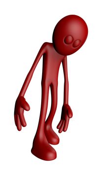 sad red guy - 3d illustration