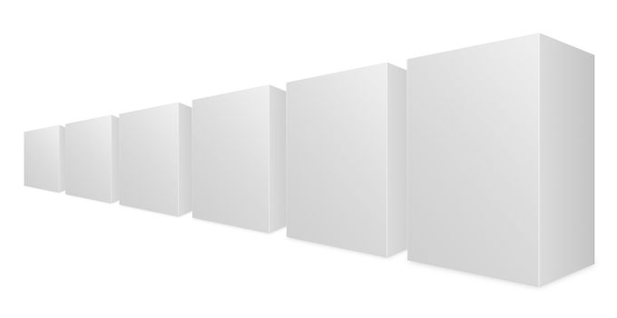  white boxes on white background with clipping path