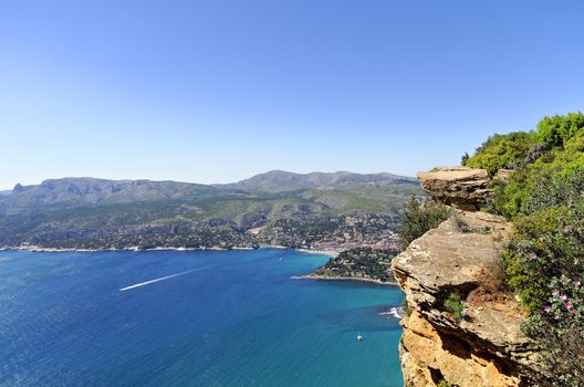 view of the port of Cassis from the Cap Canaille  in the south of France