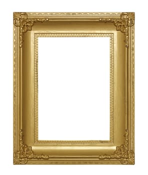 antique golden frame isolated on white background