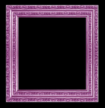 Antique wooden Purple frame isolated white background.