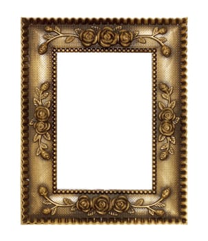 antique golden frame isolated on white background