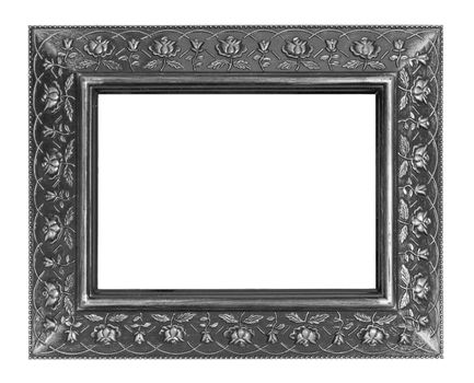 Ancient wooden frame isolated on white background.