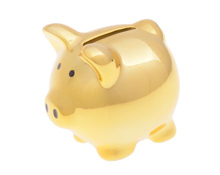  a golden piggybank isolated on white