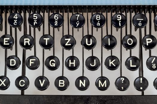 detail of black keys on retro typewritter