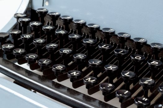 detail of black keys on retro typewritter