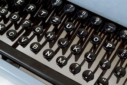 detail of black keys on retro typewritter