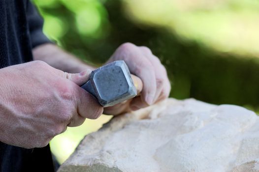 stone sculptor at work