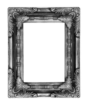 Ancient wooden frame isolated on white background.