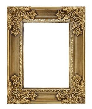 antique golden frame isolated on white background