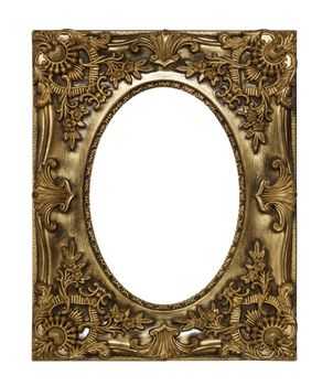 antique golden frame isolated on white background