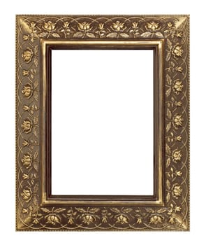 antique golden frame isolated on white background