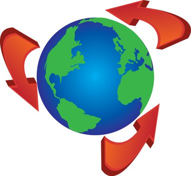 recycle arrows around the globe world