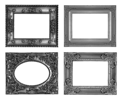 Ancient wooden frame isolated on white background.