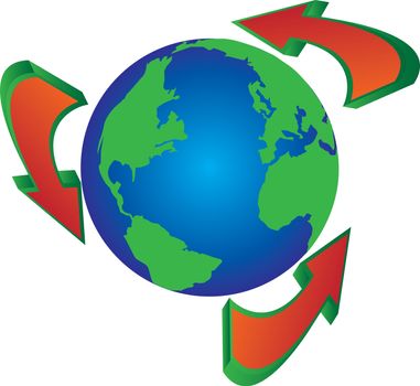 recycle arrows around the globe world
