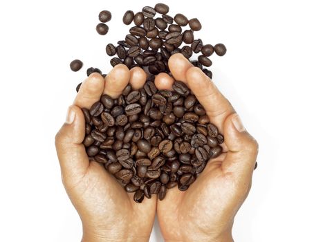 Roasted coffee beans.