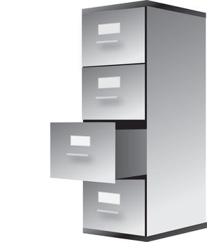 drawing of filing cabinet isoalted on white
