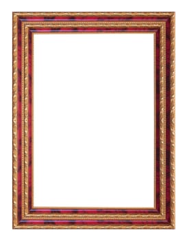 Ancient wooden frame isolated on white background.