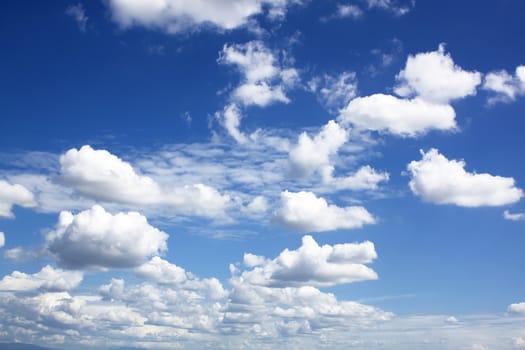 The vast blue sky and clouds sky.