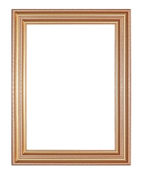 Ancient wooden frame isolated on white background.