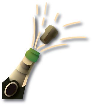 green champagne bottle and glass