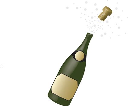 green champagne bottle and glass