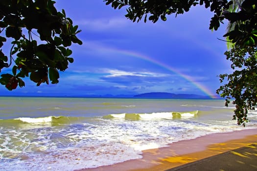 Rainbow in Ao Nang Beach. Krabi Province. Thailand, Muang.