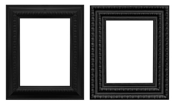 Old Antique Black  Frame Isolated Decorative Carved Wood Stand Antique Black  Frame Isolated On White Background