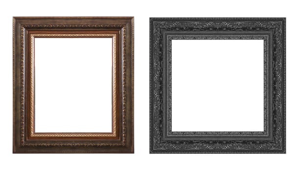 Old Antique Black  frame Isolated Decorative Carved Wood Stand Antique Black  Frame Isolated On White Background