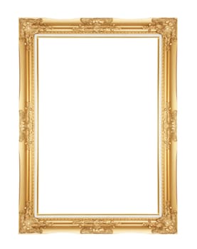 Old Antique Gold frame Isolated Decorative Carved Wood Stand Antique Gold Frame Isolated On White Background