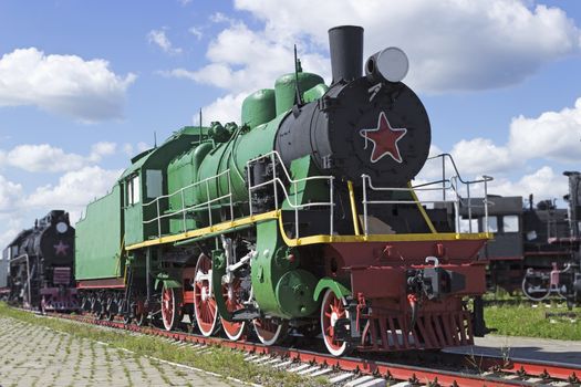 The old typical passenger Soviet locomotive