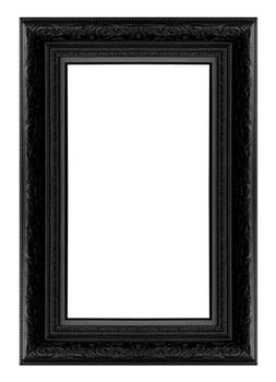 Old Antique Black  frame Isolated Decorative Carved Wood Stand Antique Black  Frame Isolated On White Background