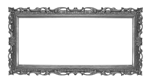 Old Antique Black  frame Isolated Decorative Carved Wood Stand Antique Black  Frame Isolated On White Background