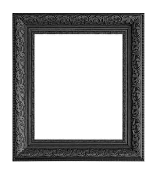 Old Antique Gold frame Isolated White Background Decorative Carved Wood Stand Antique Black  Frame Isolated on White Background