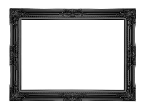 Old Antique Black  frame Isolated Decorative Carved Wood Stand Antique Black  Frame Isolated On White Background