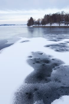 Thin ice at lake