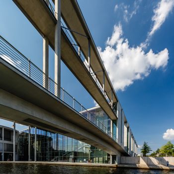 German Chancellery (Bundeskanzleramt) and Bridge over Spree River in Berlin, Germany