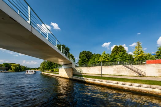 Pedestrian Bridge Over the Spree River in Berlin, Germany