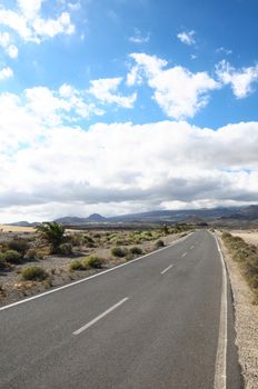 Lonely Road in the Desert in Tenerife Canary Islands