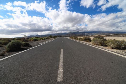 Lonely Road in the Desert in Tenerife Canary Islands