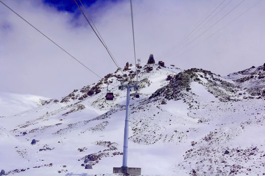 Image of funicular in Caucasus mountains