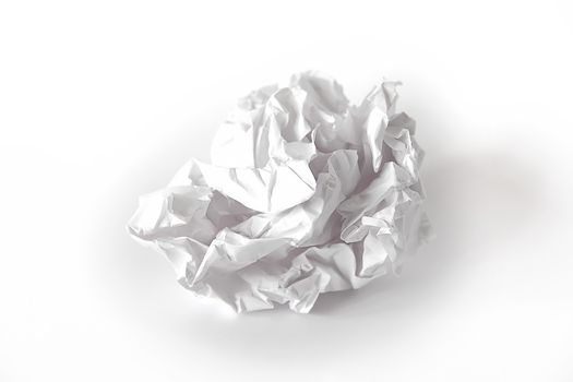 Image of crumpled paper ball on white background