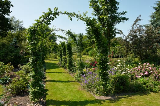 Beautiful gardening project - creative garden tunnel archway in a classical garden