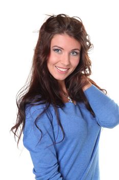 Closeup portrait of a happy young woman smiling