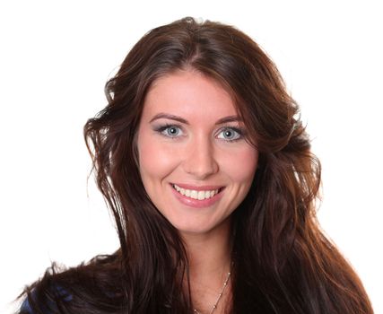 Closeup portrait of a happy young woman smiling