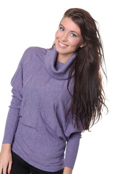 Closeup portrait of a happy young woman smiling