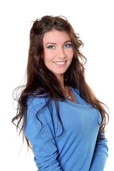 Closeup portrait of a happy young woman smiling